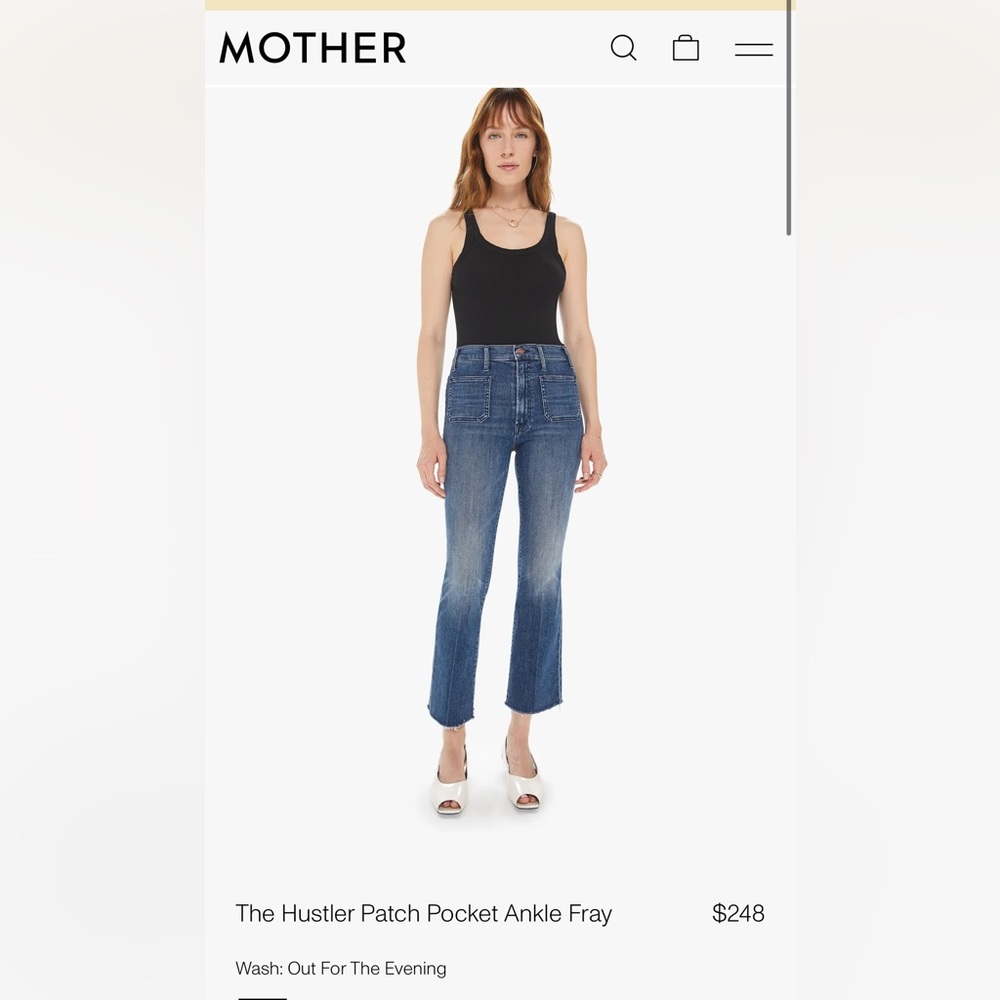Mother The Hustler Patch Pocket Ankle Fray Jeans 26